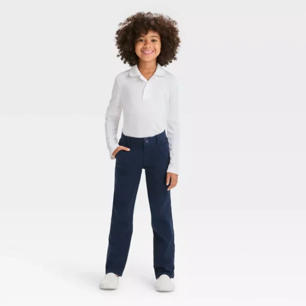 Girls' Straight Fit Uniform Pants - Cat & Jack™ Beige (Size: 12) - Image 3