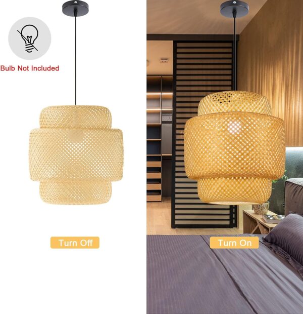 POPRHINO Bamboo Woven Pendant Light (19.6 x 18.8inch) - Image 3