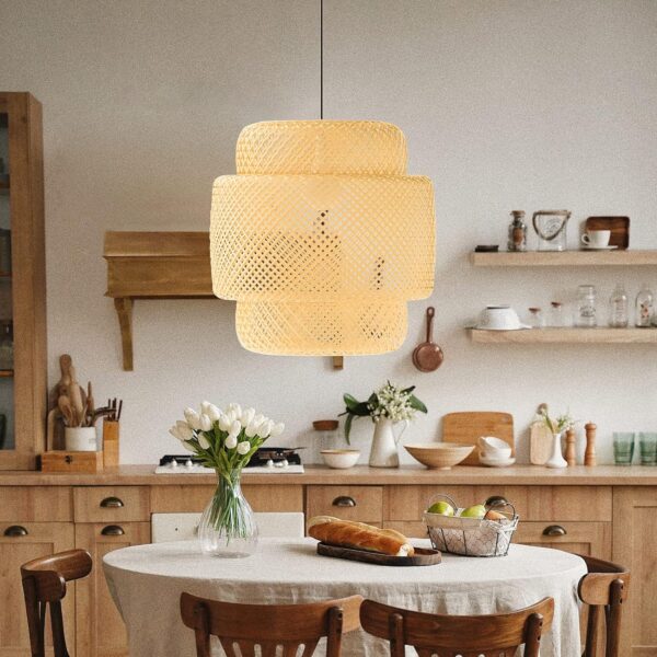 POPRHINO Bamboo Woven Pendant Light (19.6 x 18.8inch) - Image 2