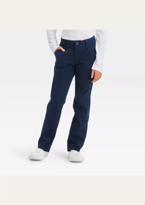 Girls' Straight Fit Uniform Pants - Cat & Jack™ Beige (Size: 12)