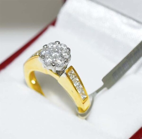 Genuine 1.54 Cts Diamonds Engagement Ring 14K Yellow Gold - Image 4