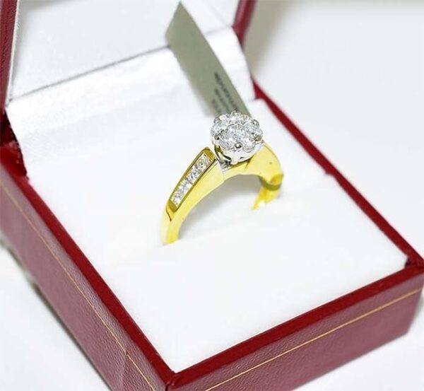 Genuine 1.54 Cts Diamonds Engagement Ring 14K Yellow Gold - Image 2