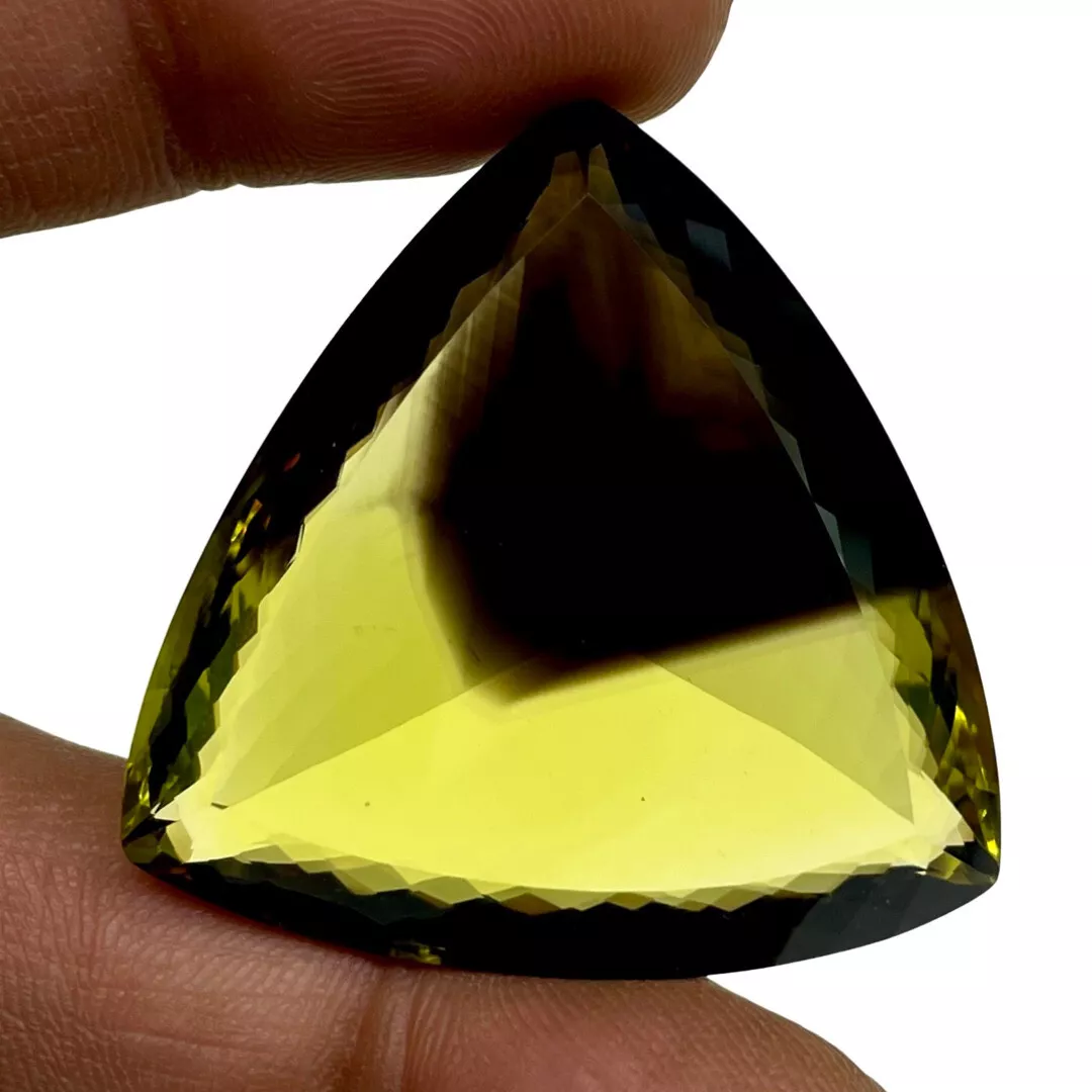 VVS 114 Cts Certified Natural Bio Lemon Quartz Trillion Cut Artistic Gemstone