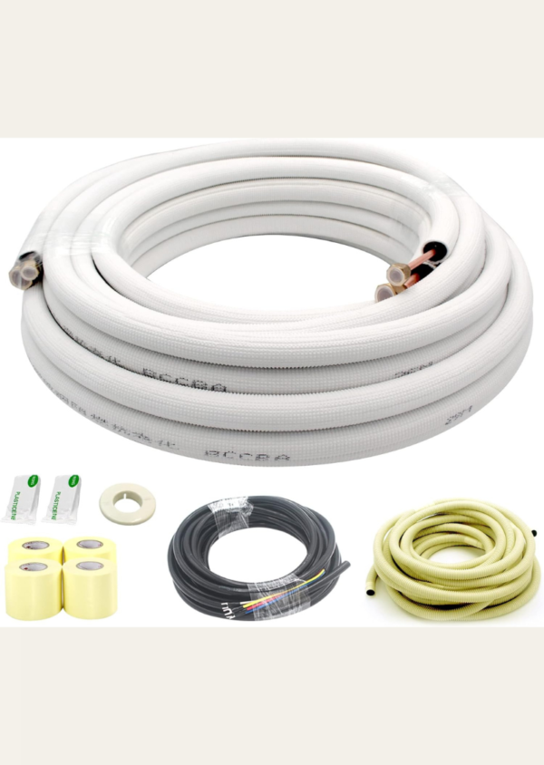 TADERUILY 33 Ft Mini Split Line Set,Air Conditioning Copper Tubing Pipe Extension,1/4" & 1/2" 3/8" PE Thickened for AC and Heating Equipment Insulated with Nuts.