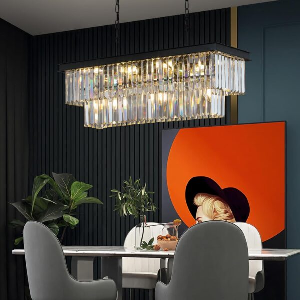 11-Light Black Modern Crystal Chandelier for Kitchen Island Bar - Image 4