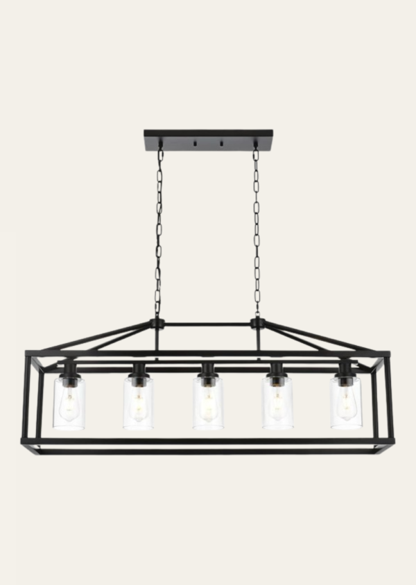 BONLICHT Kitchen Island Lighting 5 Light Modern Farmhouse Metal Cage Chandeliers