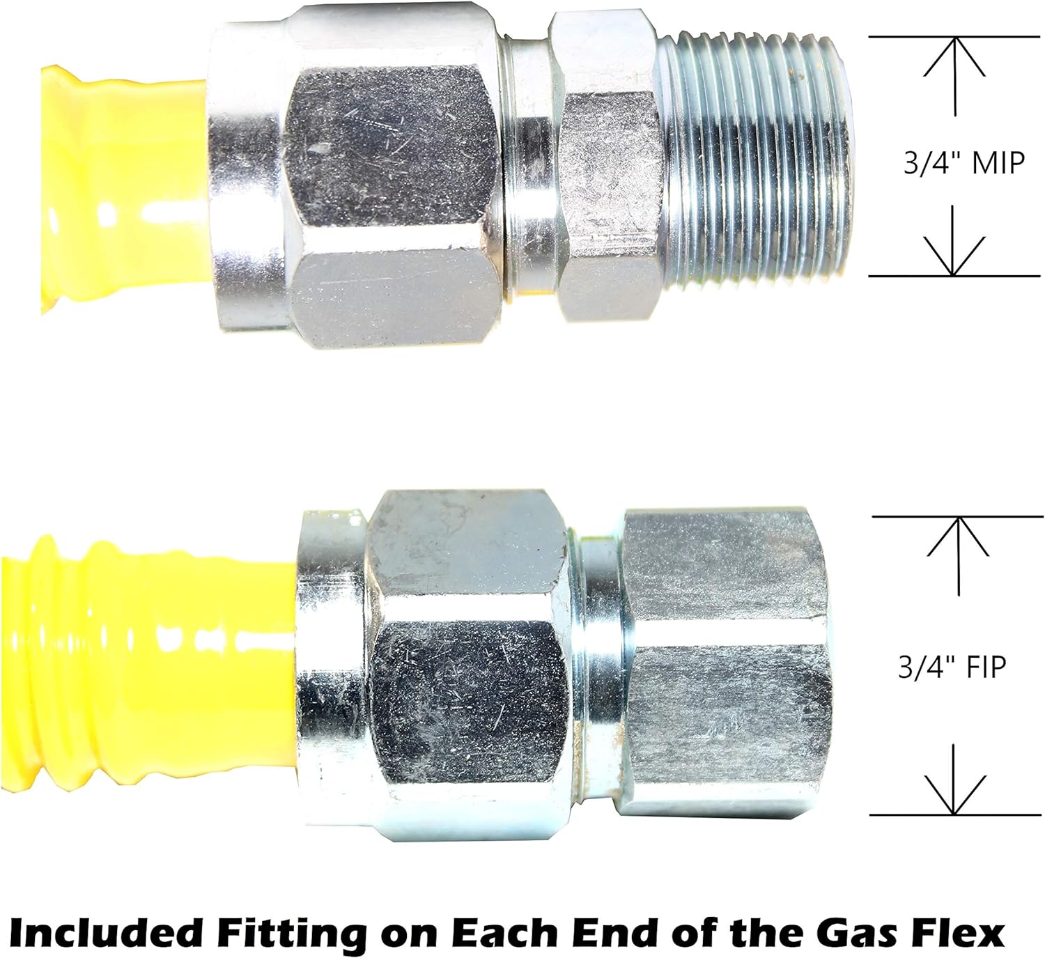 Easyflex Yellow Coated Stainless Steel 3/4″ MIP x 3/4″ FIP Full Flow