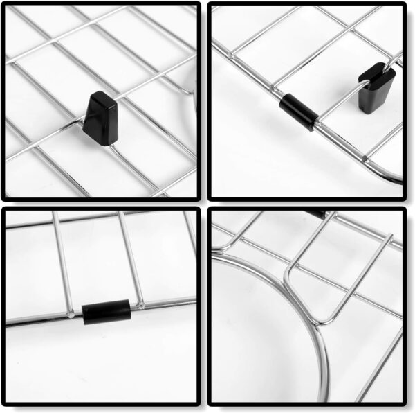 Stainless Steel Sink Grid and Protectors for Kitchen Sink, 26" x 14" with Rear Drain for Single Sink Bowl - Image 5